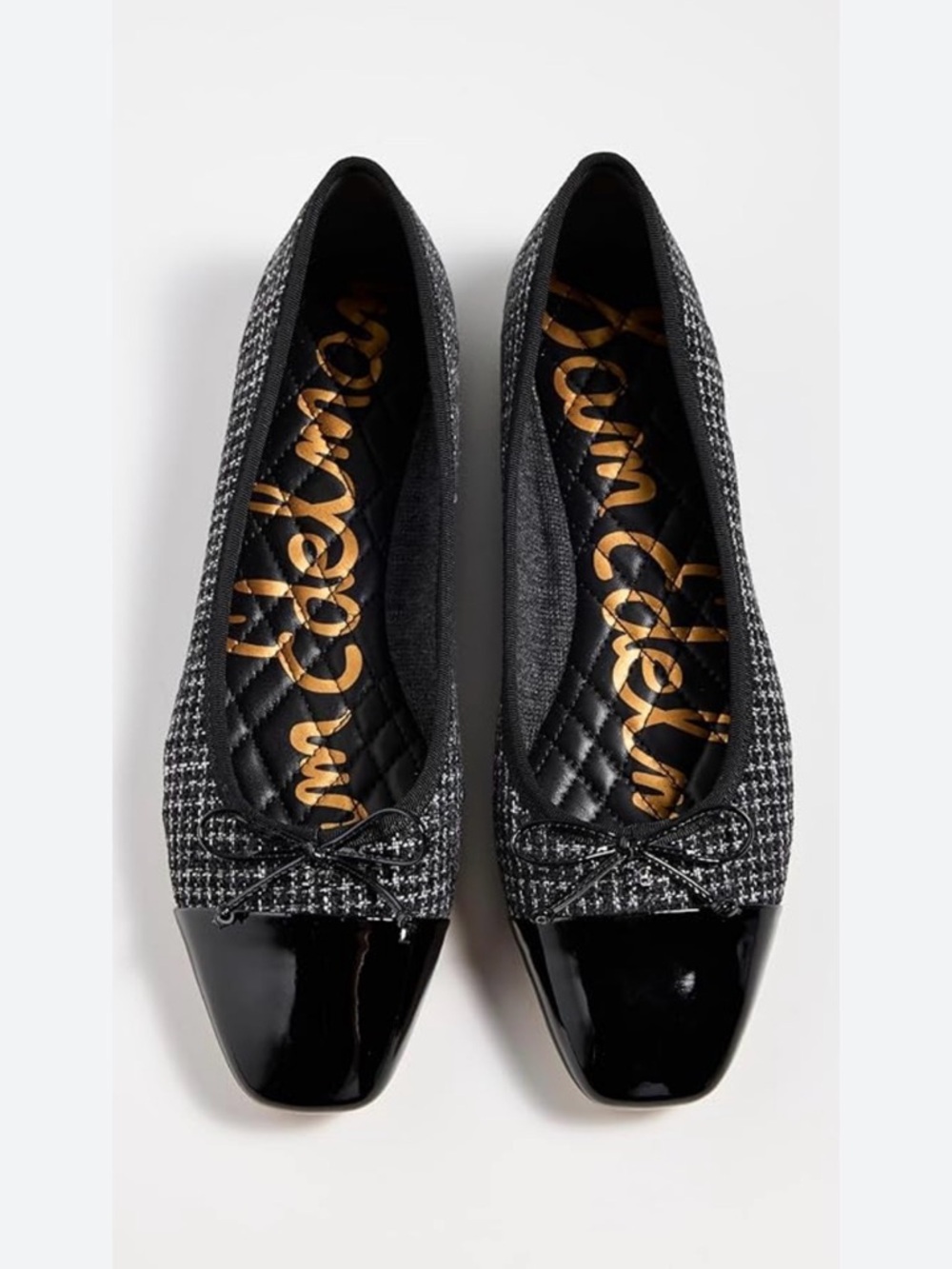 Sam Edelman Black Tweed Ballet Flat with Patent Toe size 9
